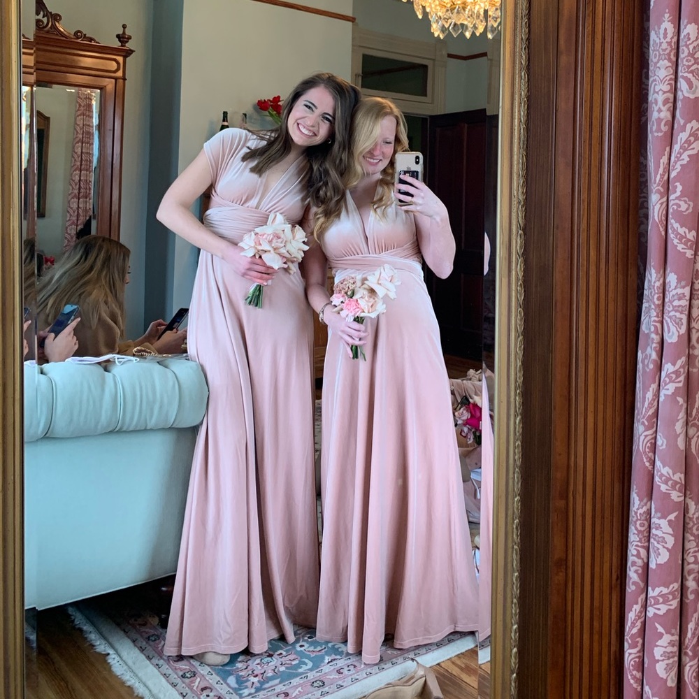 Revelry Micah Convertible Velvet Dress XS Blush